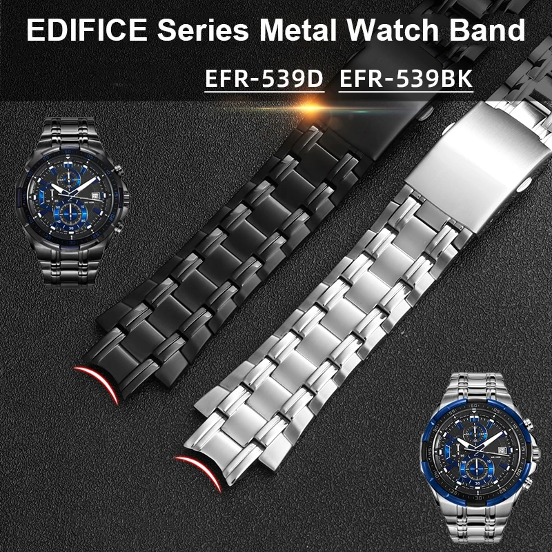 

For Casio 5345 Men's 316L Stainless Steel Watch band For EDIFICE Series EFR-539D/539BK Metal Watch Strap Accessories 27x16mm