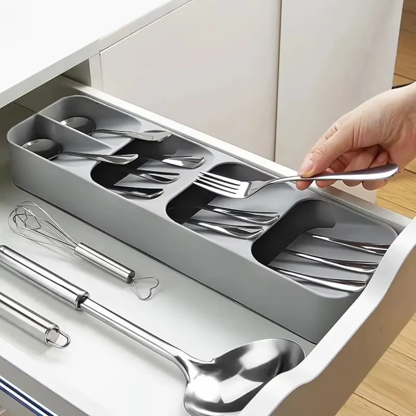 Multi-purpose Cutlery Storage Tray Cutlery Fork Spoon Compartmentalized Organizer Kitchen Drawer Categorized Storage Boxes storage tray cutlery organizer flatware organizer silverware organizer