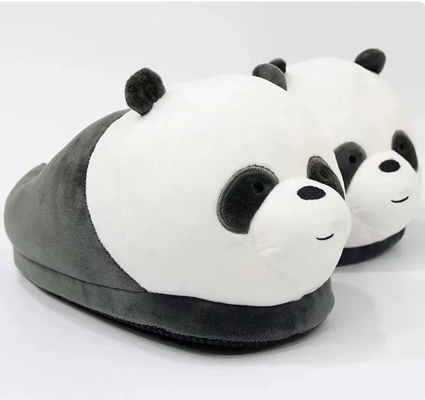 Ladies Cute Animals Plush Warm Furry Shoes Couple Home Bedroom Fuzzy Slipers Bear Men Sliders Winter Indoor Panda Women Slippers 5