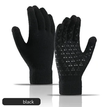 Knit Gloves Men Women Winter Elastic Gloves Couples Warm Triangle Anti-Slip Soft Wool Game Touch Screen Gloves