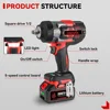 Brushless 2800N.M Electric Impact Wrench 2800W 1/2 Inch Cordless Torque Wrench Screwdriver Power Tool For Makita 18V Battery 5