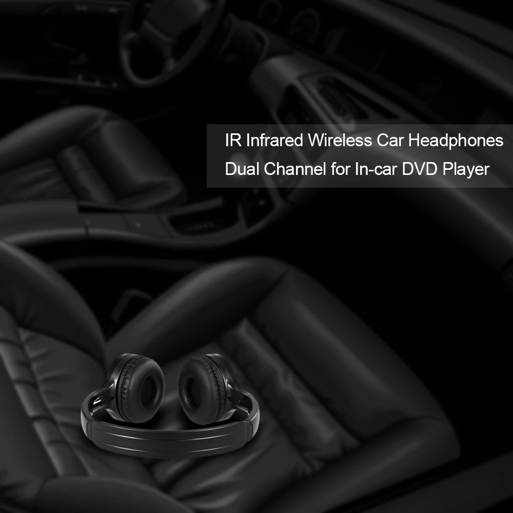 IR Infrared Wireless Car Headphones Stereo Headset Wired Earphones Dual Channel for In-car DVD Player