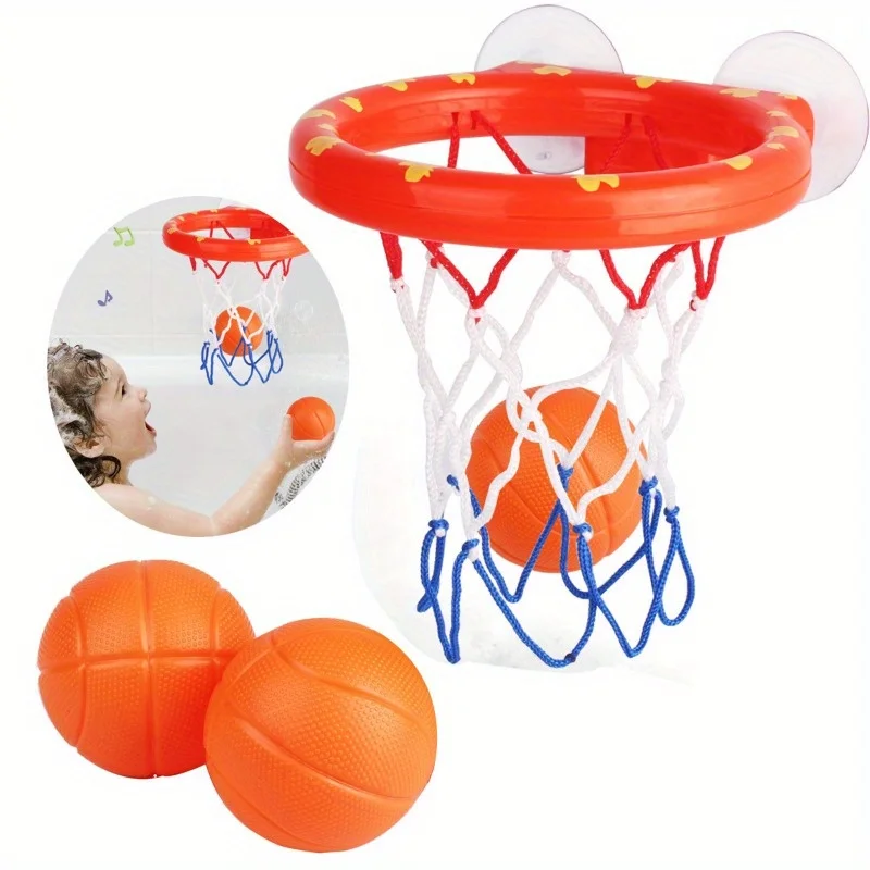 Funny Kid Bath Toys Plastic Bathtub Basketball Hoop with 3 Balls Educational Shooting Game Toy Children Shower Boys Girls 5