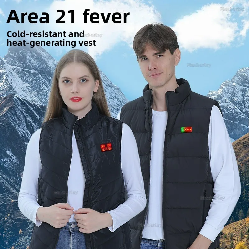 17 Areas Smart Heated Vest Electric Heating Sleeveless Coat Winter Camping Men Women Four Control Electric Warming Waistcoat