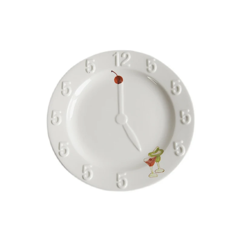 

Premium Time Scale Relief Ceramic Dinner Plate Dessert Salad Plates Kitchen Porcelain Dish Microwave and Dishwasher Safe