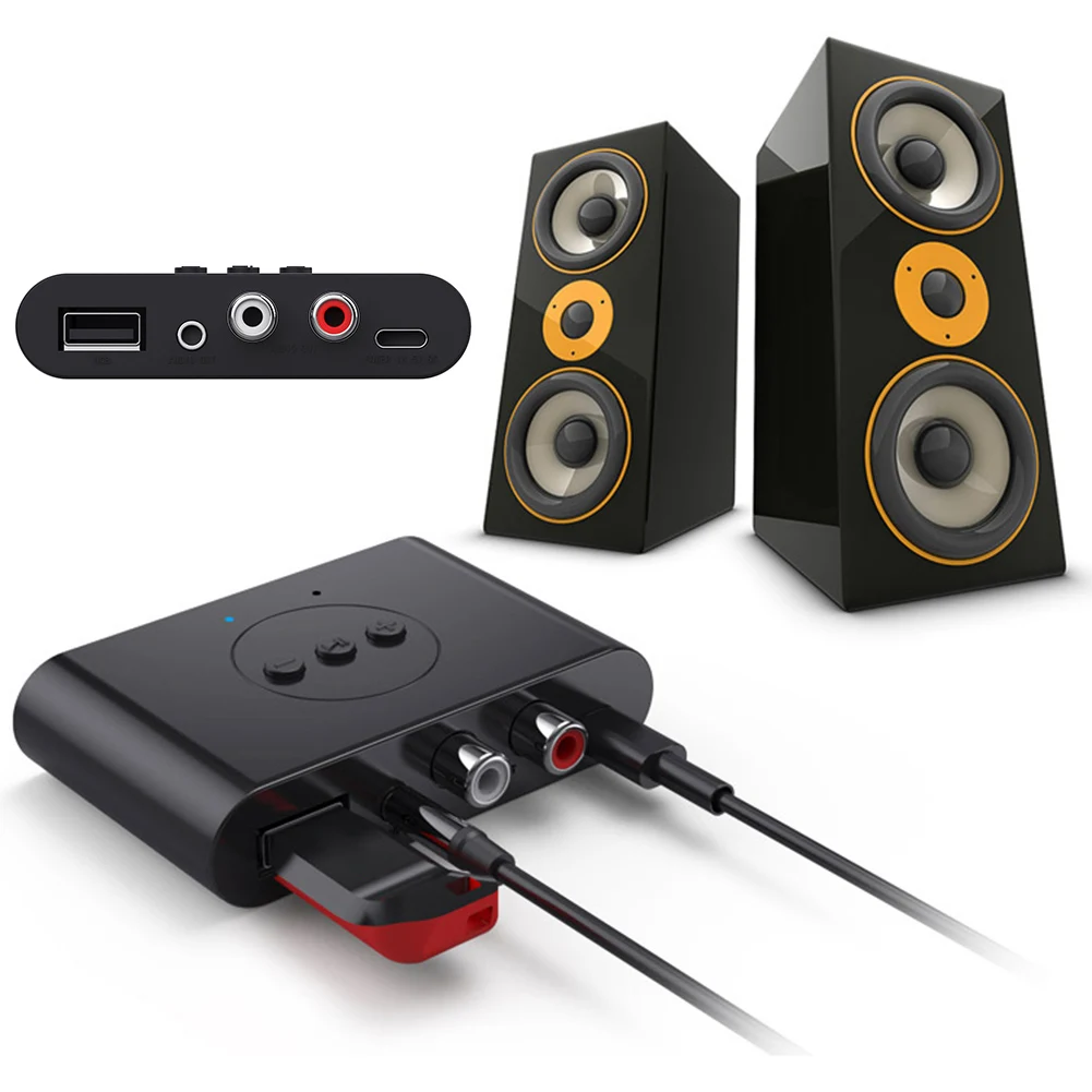 USB 스테레오 음악 무선 어댑터 지원 USB 플래시 드라이브 재생 NFC 블루투스 호환5.2 자동차용 자동차 스피커 앰프
