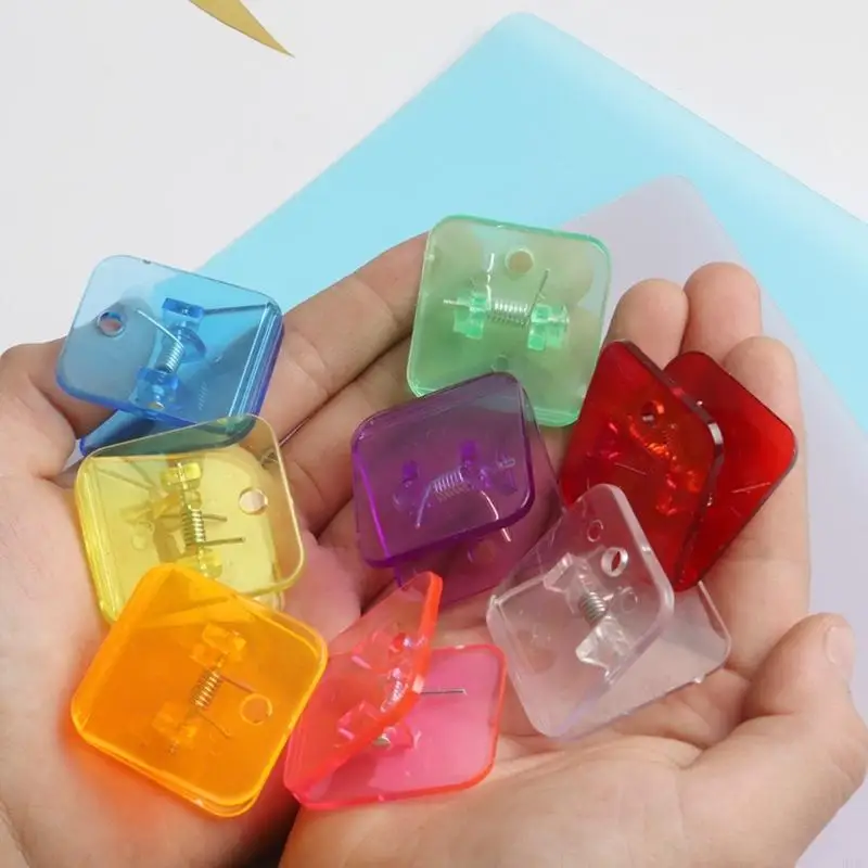 10개 아크릴 종이 클립 사각 종이 클램프 문서 정리 클립 30x32mm