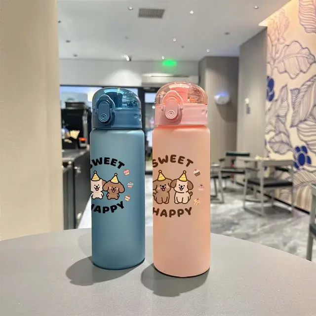 780ml 3D Printed Cute Cartoon Water Bottle Leakproof Plastic Straw Cup Portable Outdoor Large Capacity Sports Water Bottle 5
