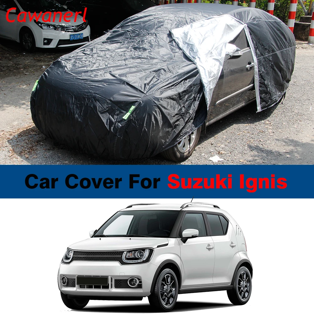 Copriauto Nero Completo Per Suzuki Ignis 2000-2023 Impermeabile Uv Sun Rain Snow Ice Scratch Prevenire La Copertura Automatica Antivento