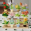 Micro diamond particles flower building blocks bonsai garden romantic office decoration potted plant model set children's toys 1