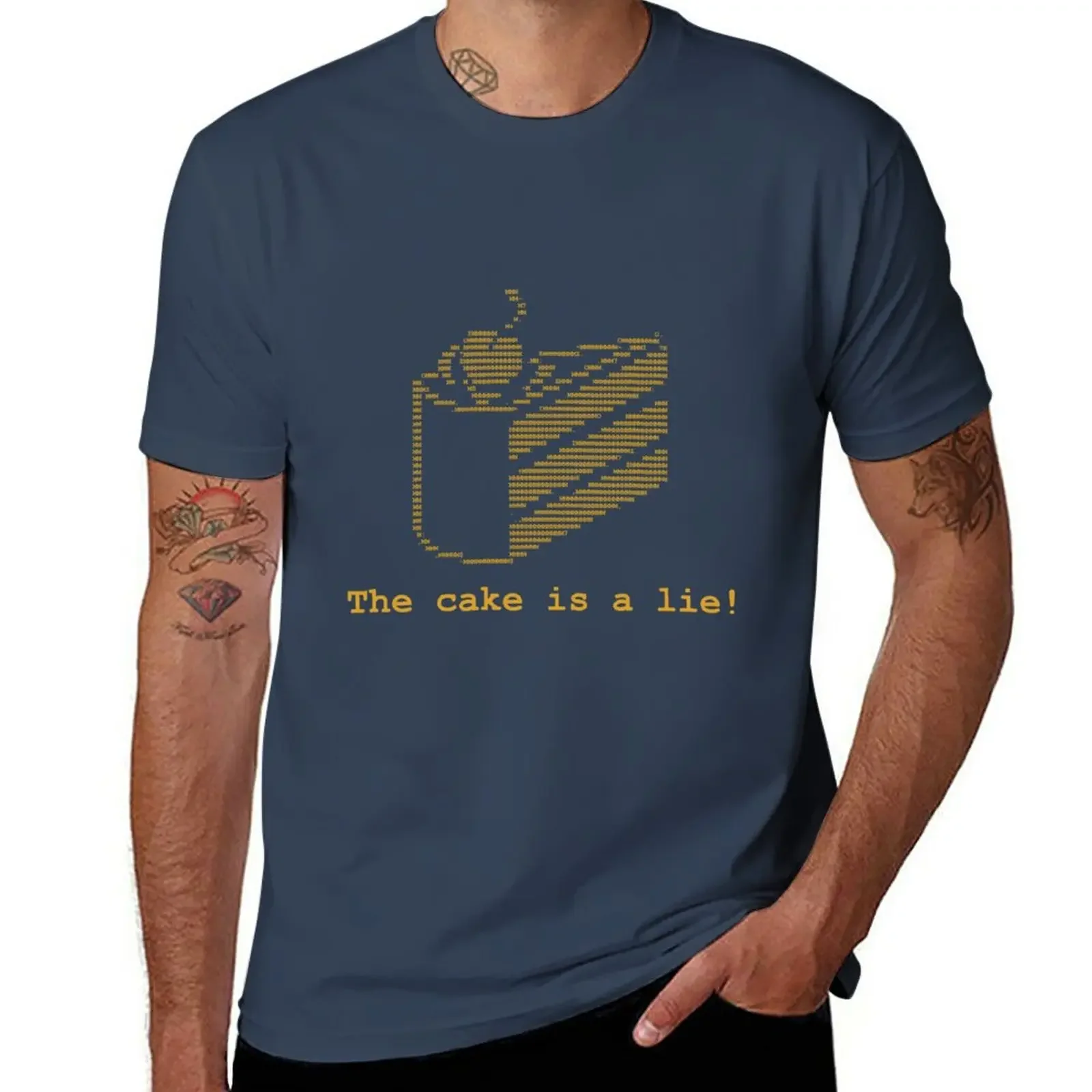

Футболка с надписью «The cake is a lie!» (fanart), заготовки, эстетическая одежда, футболки на заказ для мужчин, хлопок