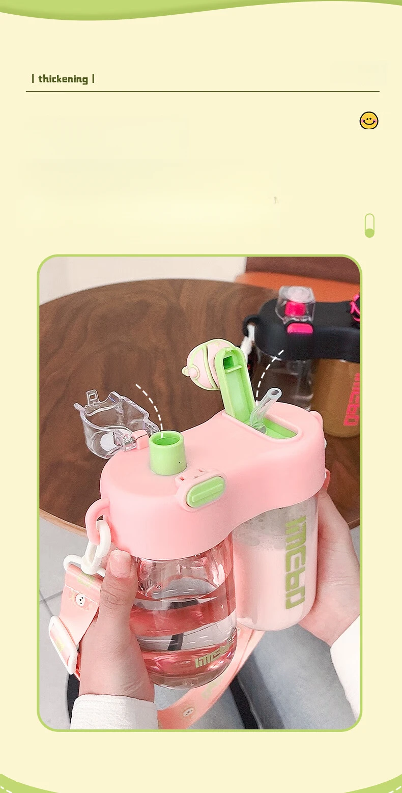 840Ml Plastic Cup For Kids Cute Cartoon Doll Sippy Cup