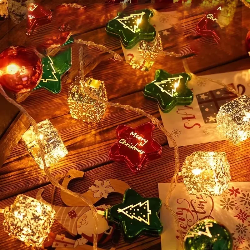 4Styles Christmas Light String Candy Cane Santa Claus Snowman Lamp Xmas Tree Lights Hanging Ornaments Merry Christmas Decor