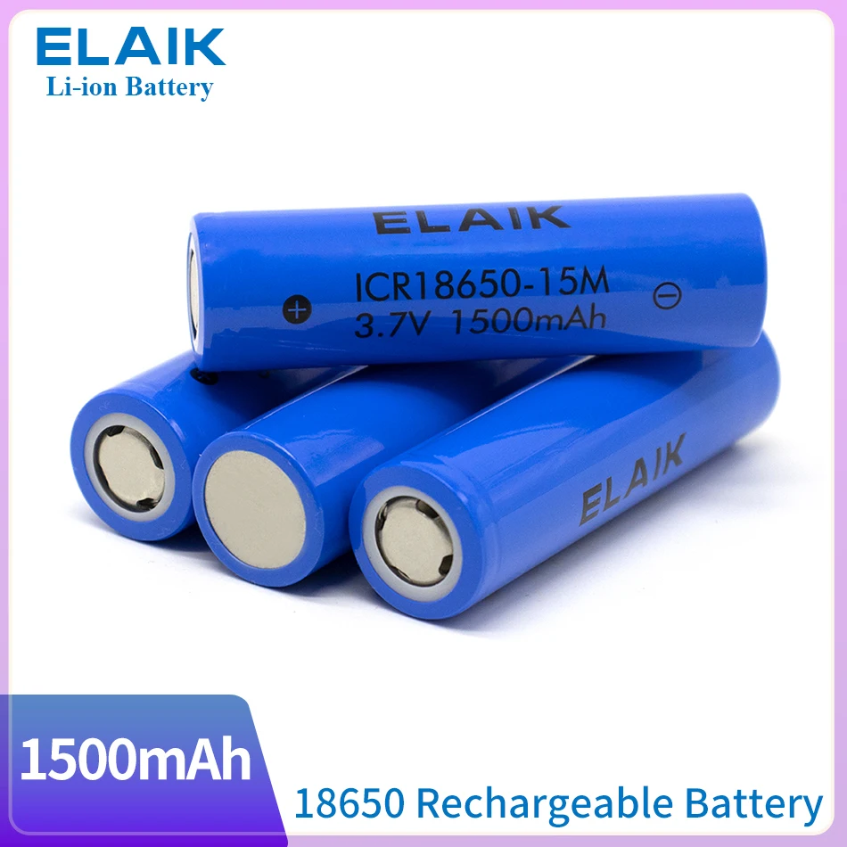 

ELAIK *4pcs CR18650 3.7V 1500mAh digital rechargeable lithium battery is suitable for small flashlight battery small fan 15M