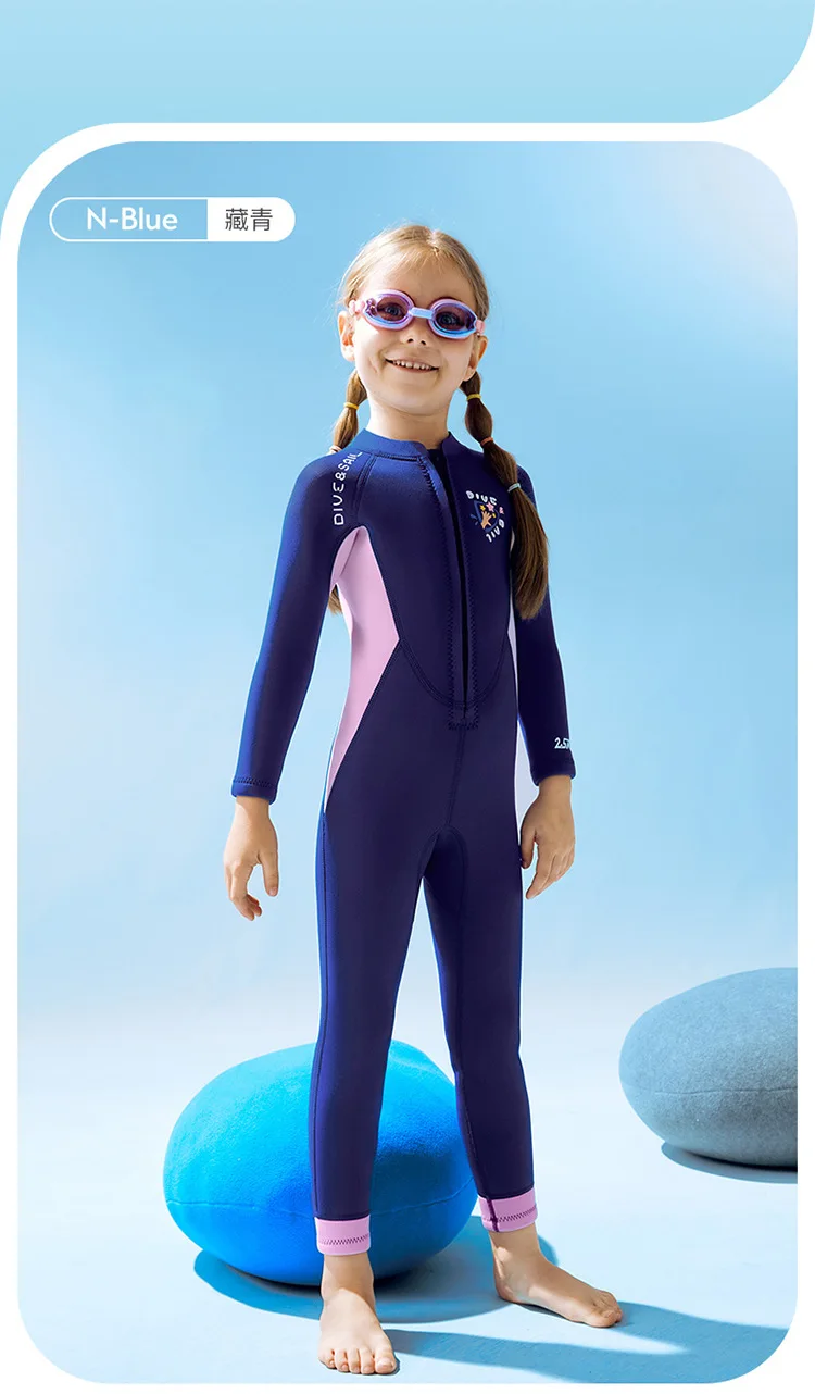 Description Picture 3 of itemKids Surfing Wetsuit 2.5mm Neoprene Fullbody Diving Suit for Girl Scuba Thermal Swimwear Thick Swimsuit Children Wet Suits
