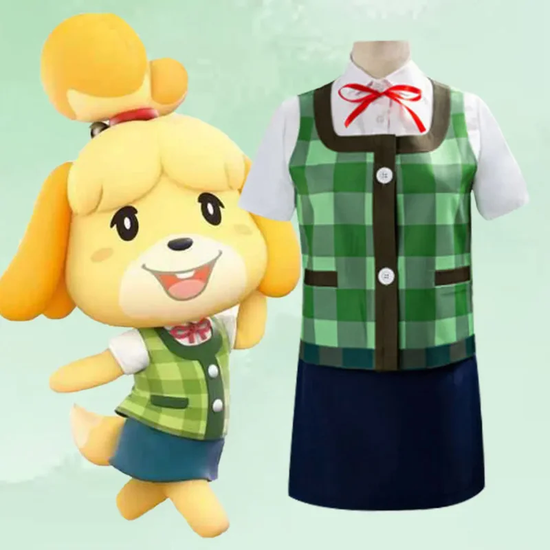 

Animal Crossing Isabelle Cosplay Costume Game Animal Crossing New Horizons Costume Women Uniform Outfit Tail Headwear