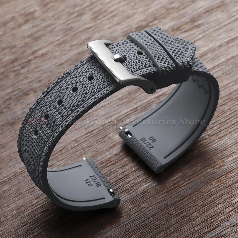 Enhanced FKM Rubber Waterproof Sports Watch Band with Quick Release - Wristband 20mm, 21mm, 22mm