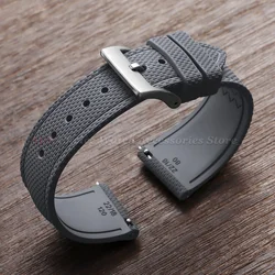 Enhanced FKM Rubber Waterproof Sports Watch Band with Quick Release - Wristband 20mm, 21mm, 22mm - 22mm (Grey)