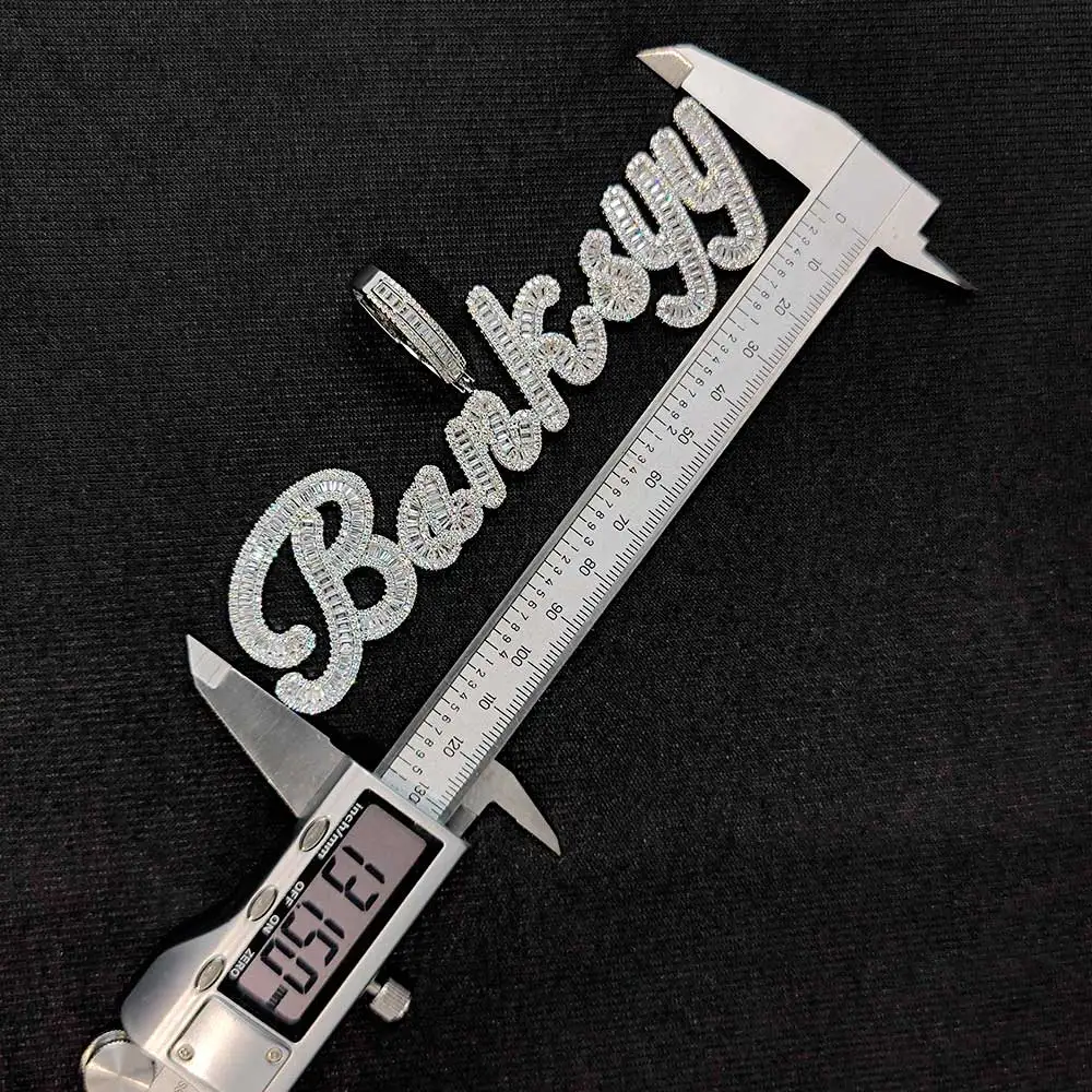 Hip hop Jewelry Custom Brush Cursive Letter Two Tone Name Necklace Pendant Personalised Diamond Chain