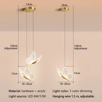 LED Modern Butterfly Pendant Light Ceiling Pendant Light, Bedside Indoor Living Room Dining Room Kitchen Decoration Lighting 3