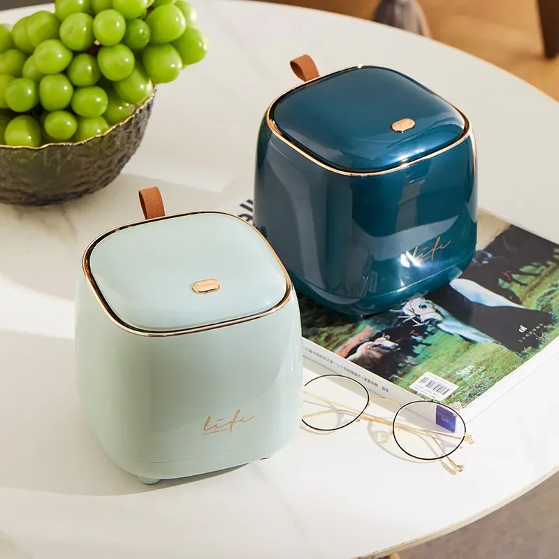 

Aesthetic Garbage Bin Small Cute Automatic Desktop Bedroom Garbage Bin Minimalist Storage Poubelle De Cuisine Cleaning Tools