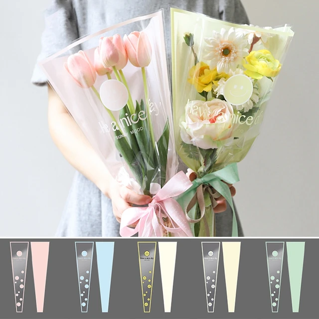 50pcs Single Rose Plastic Package Transparent Flower Bouquet Wrapping Paper  Plastic Opp Bag Floral Packaging Bags Party Decor - AliExpress