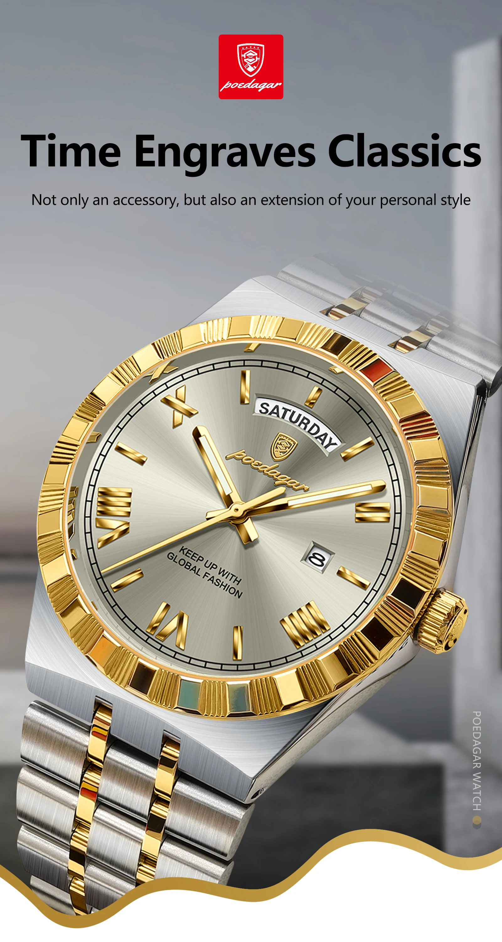 Luxury Mens Quartz Watch - Waterproof Luminous Stainless Steel Business Wristwatch