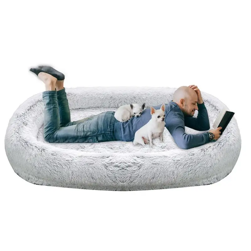 

Plush Dog Beds Cat Mat Anti Slip Winter Human Puppy Sleeping Bed For Large Dogs Bed Labradors House Round Cushion Pet Supplies