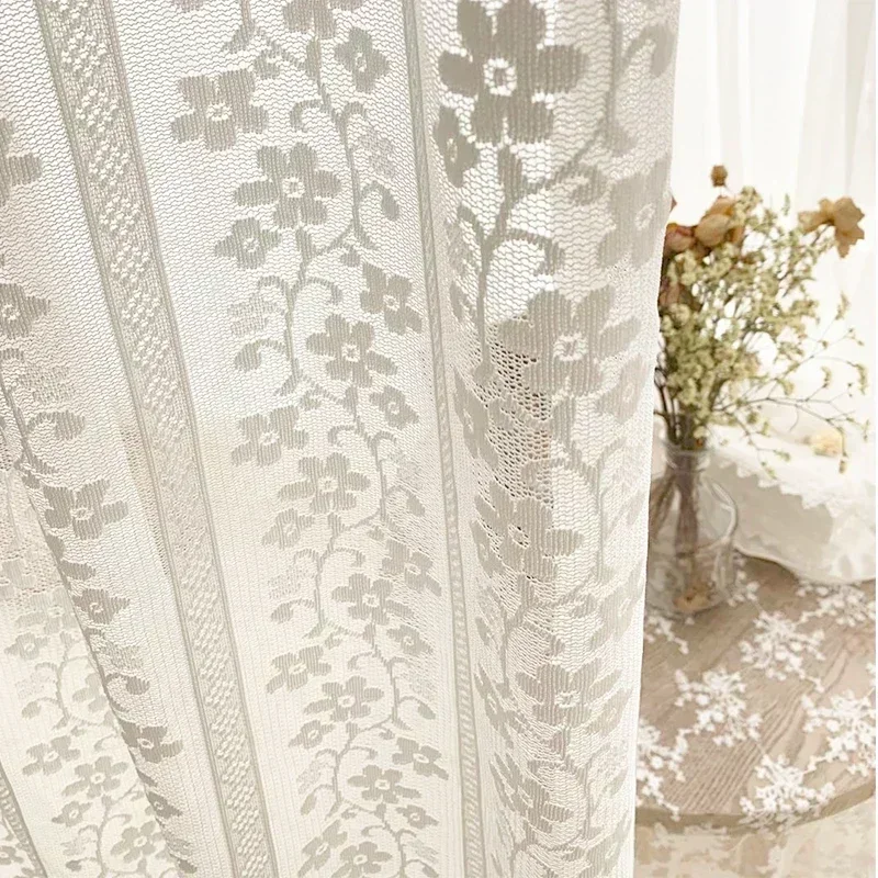 American Curtains for Living Dining Room Bedroom Nordic Tulle Curtains White Lace Tulle Curtains Finished Product Customization