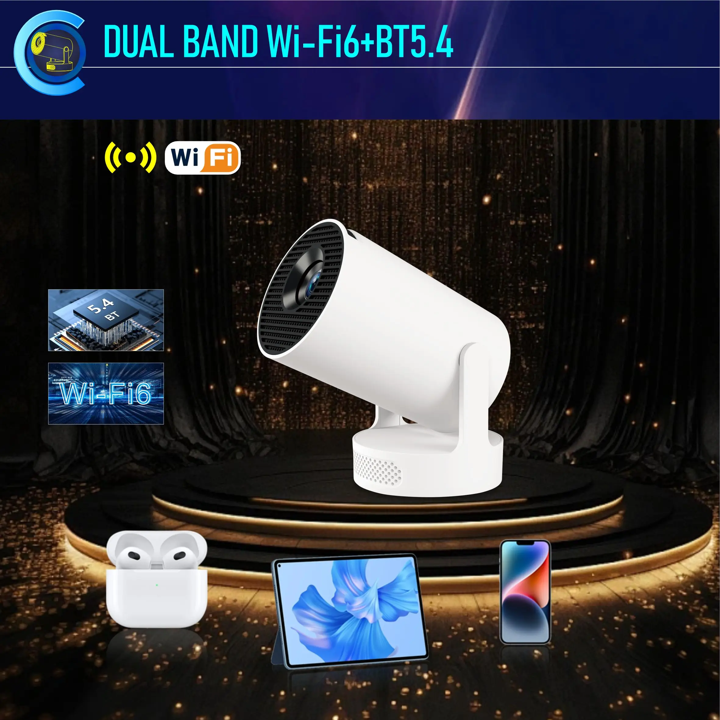 Projector HY300 Ultra 4K Android11 WiFi6 BT5.0 290 ANSI Built in 5W Speaker Ultr