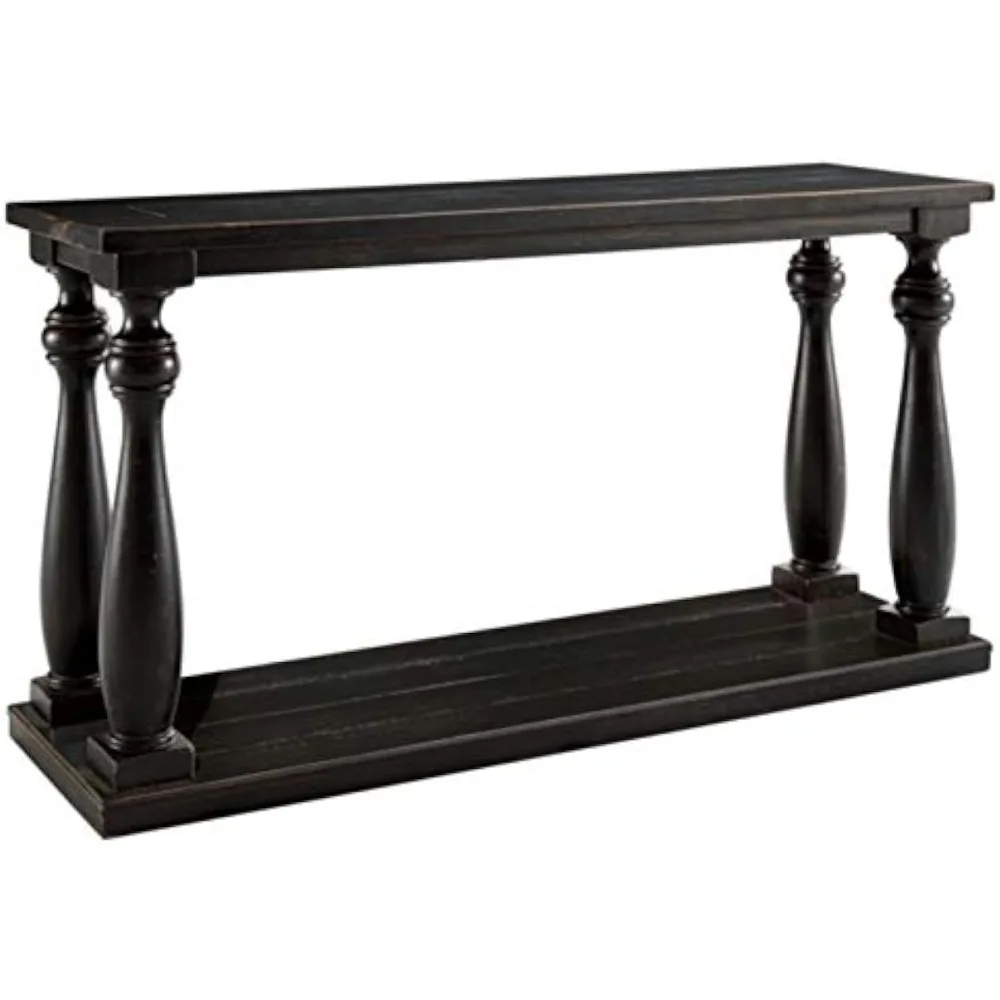 

Mallacar Rustic Cottage Rectangular Sofa Table with Floor Shelf, Black