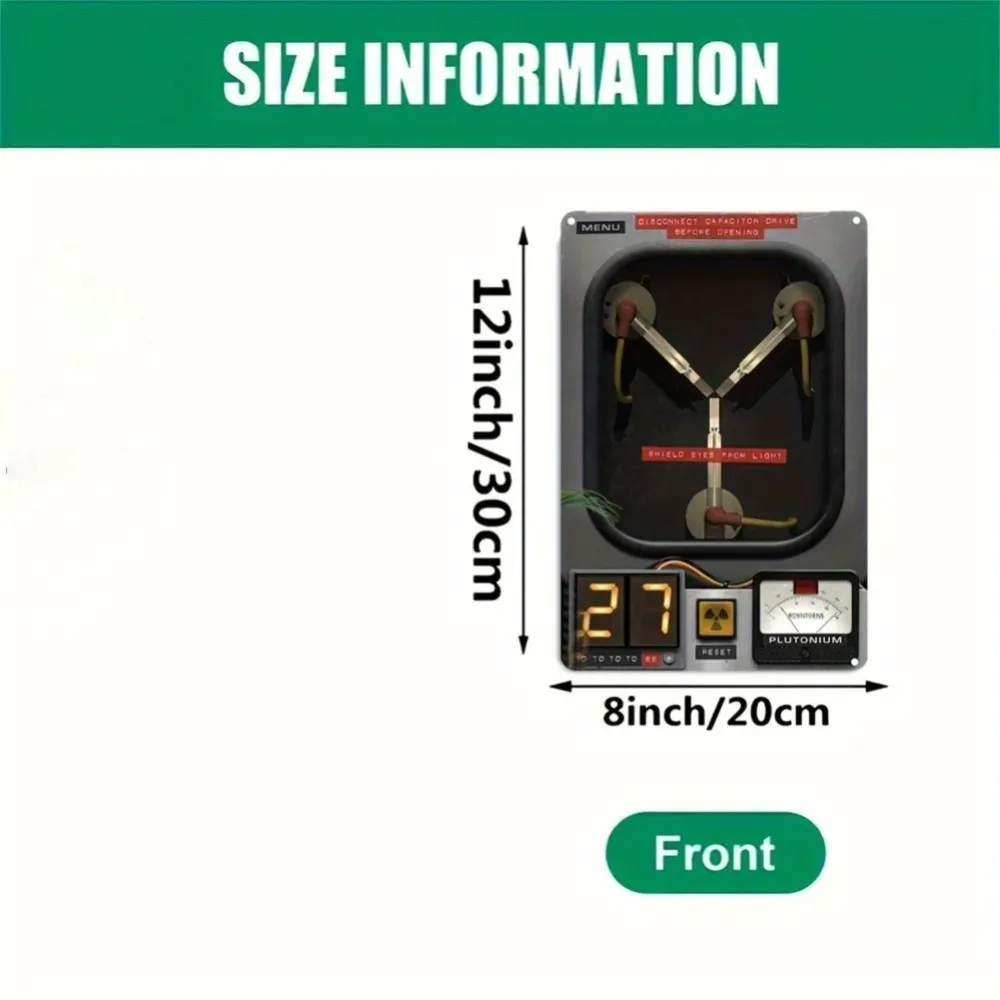 비인스파이어 8x12인치 백 투 더 퓨처 메탈 사인 아트 데코 레올로지컬 캐패시터 철제 벽걸이 장식판 영화 팬들을 위한 장식품