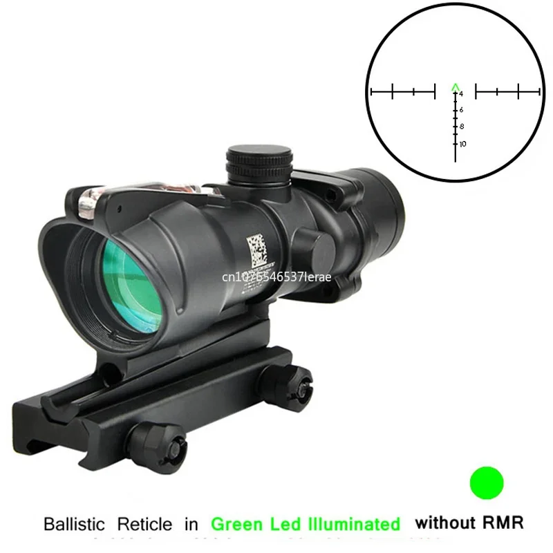 Red Dot Sight Tactical Magnifier Scope Trijicon ACOG 4X32 With RMR Real Fiber Optics Red Green Dot Illuminated Chevron Glass Etched Reticle Rifle Scope Hunting