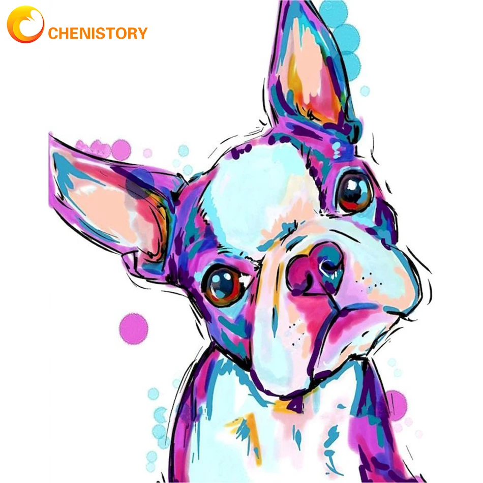 

CHENISTORY Framed Diy Painting By Numbers Animal Dog Decor On Modern Wall Art Picture By Numbers Kit For Home Decoration Art