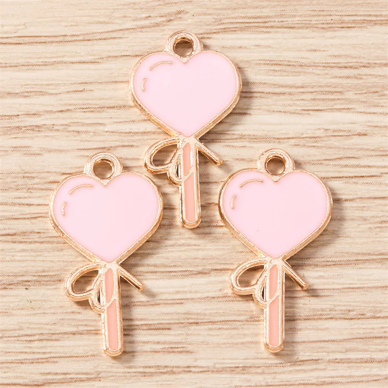 Tusember 10 Stück niedliche romantische Liebesherzen-Anhänger für die Schmuckherstellung, Ohrringe, Halsketten, DIY-Zubehör – Detail 7