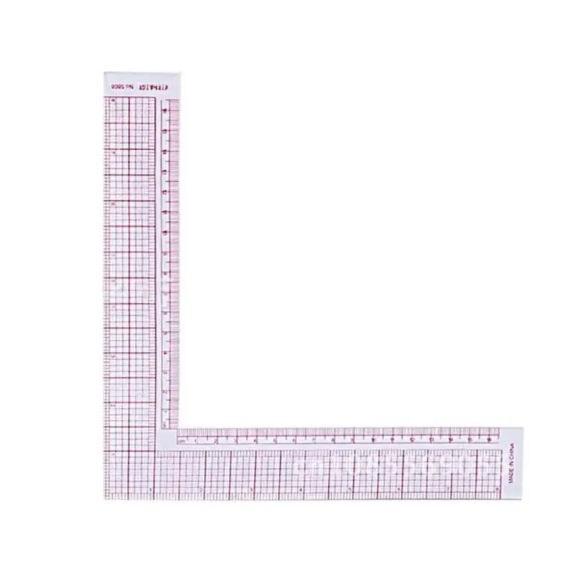 

1Pcs Right Angle Garment Cutting L-shaped Patchwork Ruler Plastic Drawing Supplies Quilting Ruler Sewing Patchwork Tool