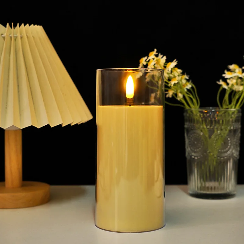 LED عديمة اللهب الشموع الكهربائية مصباح الاكريليك...