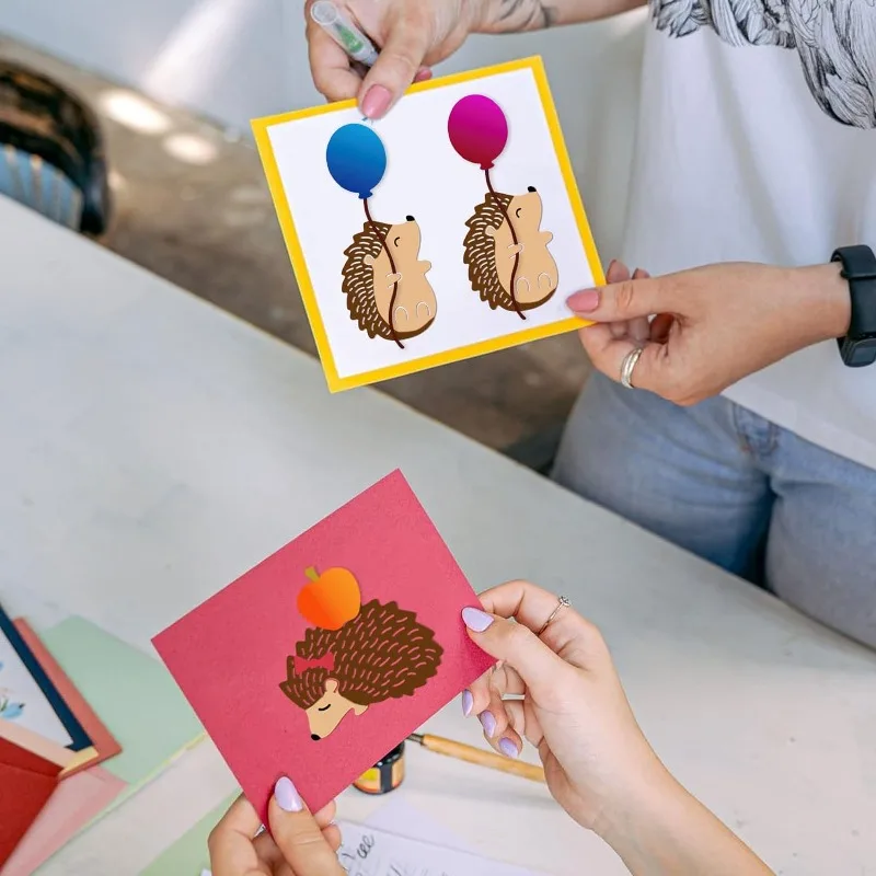 고슴도치 러브 하트 다이 컷 세트, DIY 스크랩북 축제 인사 카드, 일기 저널 종이 자르기 앨범 제작, 1 개