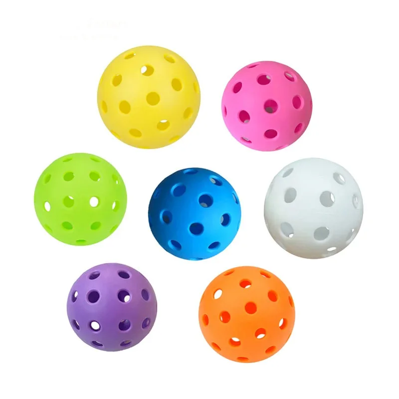 Pickleball 40 Holes 74mm Outdoor Colorful Pickleballs Durable Training and Competition Paddle Ball for Competition Practice 6pcs