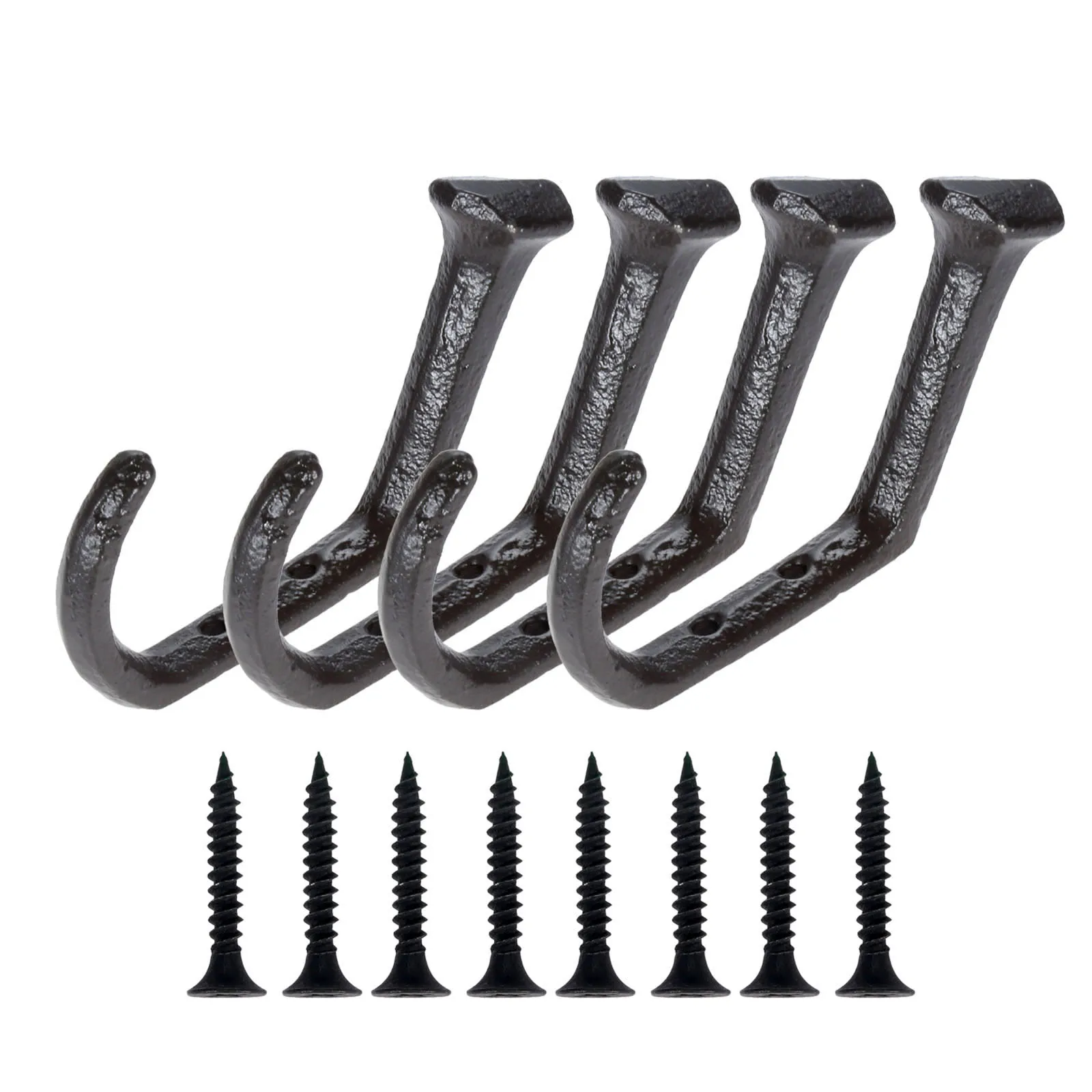 

4/6/8/10pcs Cast Iron Hooks Wall Mounting Screws Heavy Sturdy Rustic Handles 35 lbs holder 112mmx61mm Coat Towel Hanger Hardware