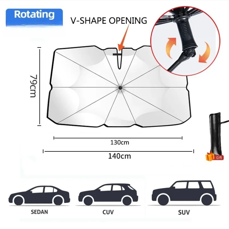 Car Sunshade Windshield Umbrella with 360&deg;Rotation Bendable Handle Front Window Sun shade UV Protection Summer Car Accessories car sunshade windshield sunshade windshield sun shade