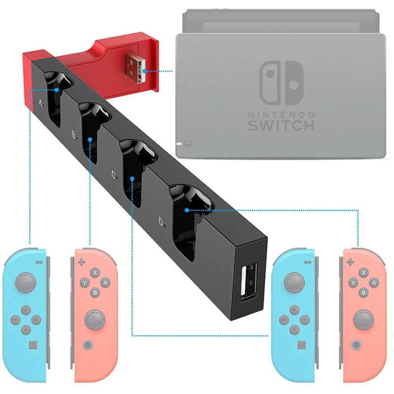 NEW COLOR 4 in 1 Charger for Nintendo Switch oled JoyCon Controller Dock Station Holder for Nintendo Switch Joy-Con Charging