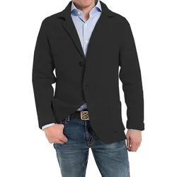 Men's Suits Jacket Autumn Winter Solid Color Slim-Fit Single-Breasted Jacket Men's Long Sleeve Turn-down Collar Blazers Coat