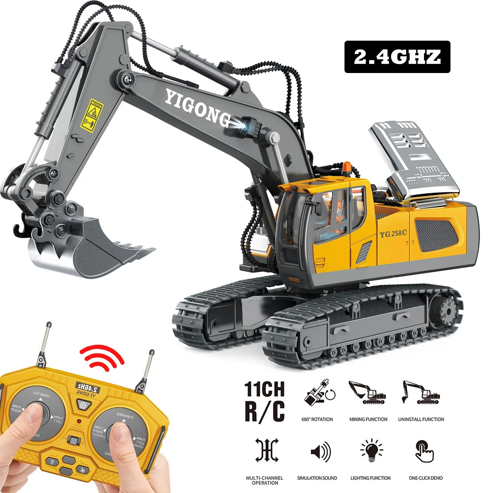 RC Cars 2.4G Remote Control Excavator Dump Truck for Kids