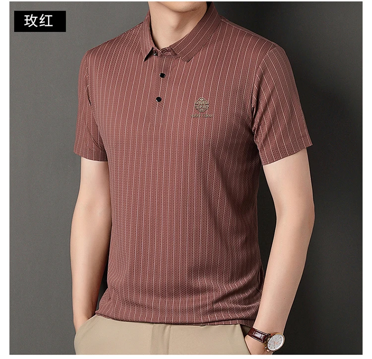 Green Snake Fashion Summer Casual Breathable Cool Comfortable Lapel Polo Short Sleeve Korean Striped Print Design T-shirt Top 24 S09ff191252344f4eb2d2e2eea8a88d09u