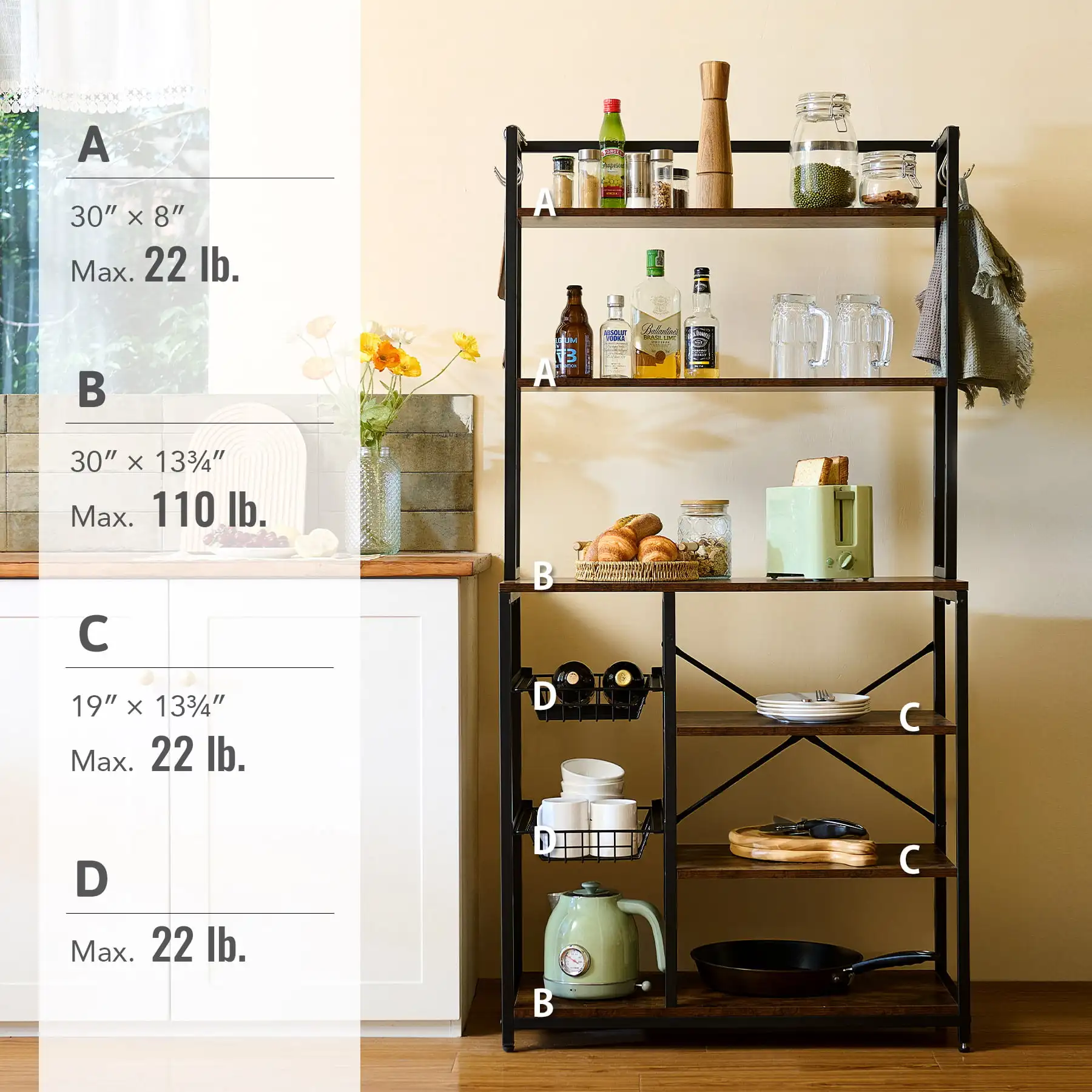

Bestco 6 Tier Shelf with Adjustable Racks Baskets Kitchen Bathroom Corner Storage