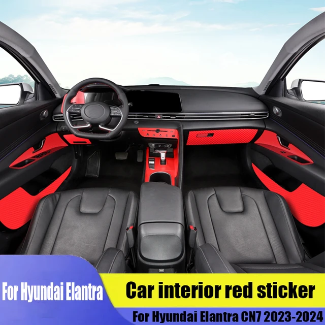 For Hyundai Elantra CN7 2023 2024 Car interior red sticker with carbon  fiber pattern door protection center control - AliExpress