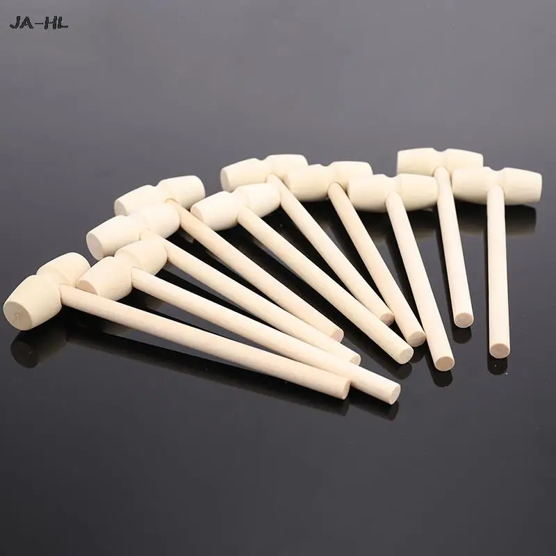 

10PCS Solid Wood Mini Hammer For Planet Cake Hammer For Kids With Flat Head Toys Crackers Kids Toys Funny