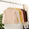 Autumn Children Girl Undershirt Cotton Solid Ruffle Collar Infant Baby Girl Pullovers Long Sleeve Soft High Quality Kid Girl Top 1