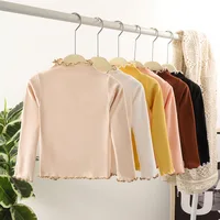 Autumn Children Girl Undershirt Cotton Solid Ruffle Collar Infant Baby Girl Pullovers Long Sleeve Soft High Quality Kid Girl Top 1
